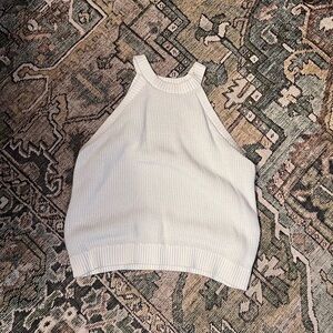 Old Navy White Ribbed Halter Tank Top